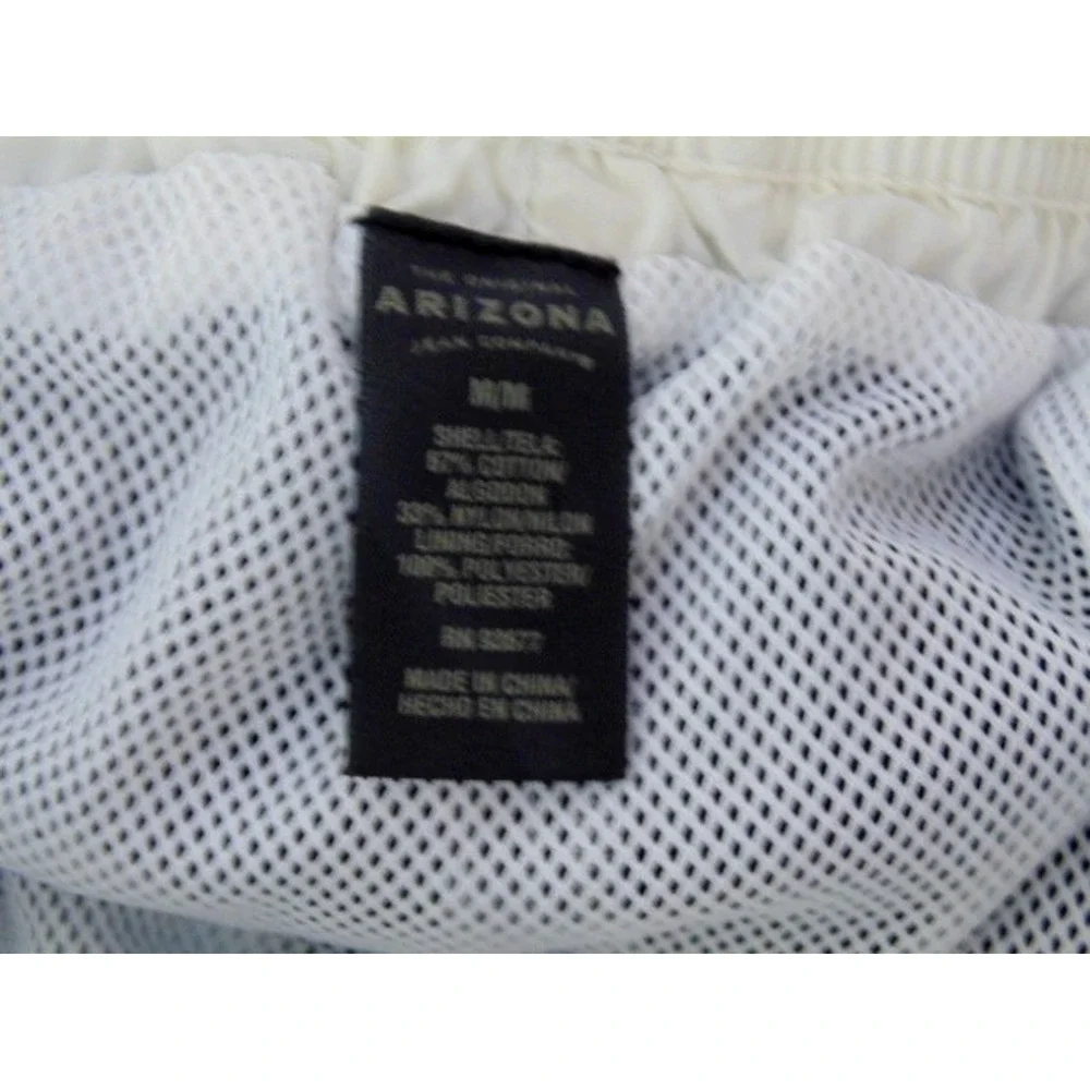 Vtg 80s Arizona Men's Medium Swim Trunk Classic Cargo Style Crisp Black White